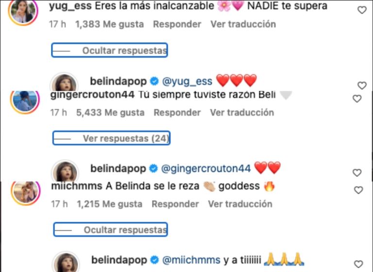 Belinda responde comentarios en redes sociales sobre Nodal