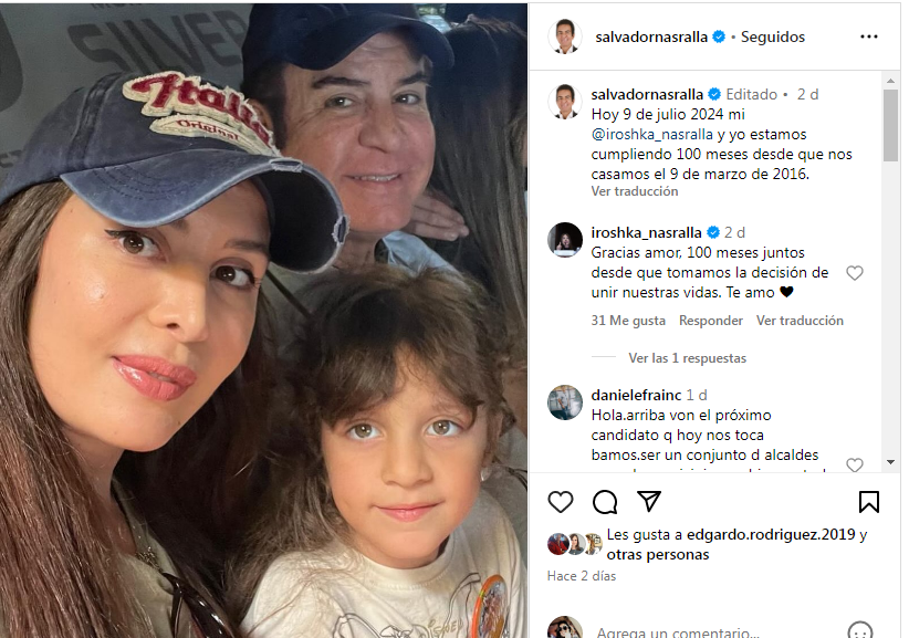 Salvador Nasralla celebra 100 meses junto a Iroshka