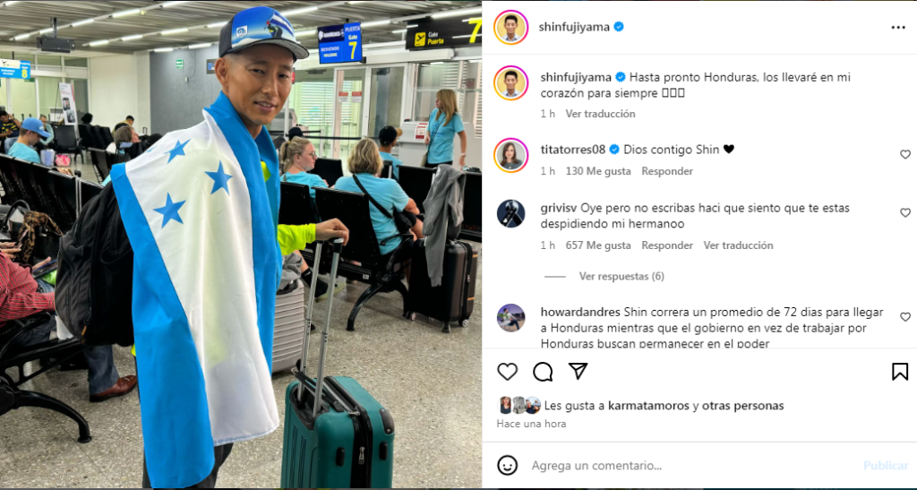 Shin Fujiyama anunció nueva carrera desde frontera de EUA hasta San Pedro Sula demostrando su compromiso con su objetivo de construir 1,000 escuelas en Honduras