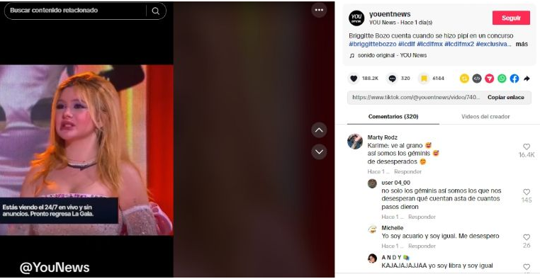 Briggitte Bozzo dio a conocer su accidente. Captura de pantalla IG/youentnews