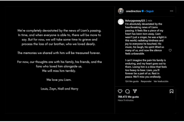 One Direction despide a Liam Payne con un emotivo mensaje