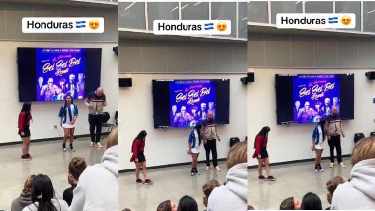 Imagen Principal de Nota: Estudiantes hondureñas en el extranjero ponen a bailar a su profesor