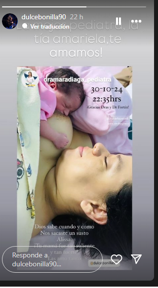 Dulce Bonilla dio la bienvenida a su hija, Alissa Bonilla,