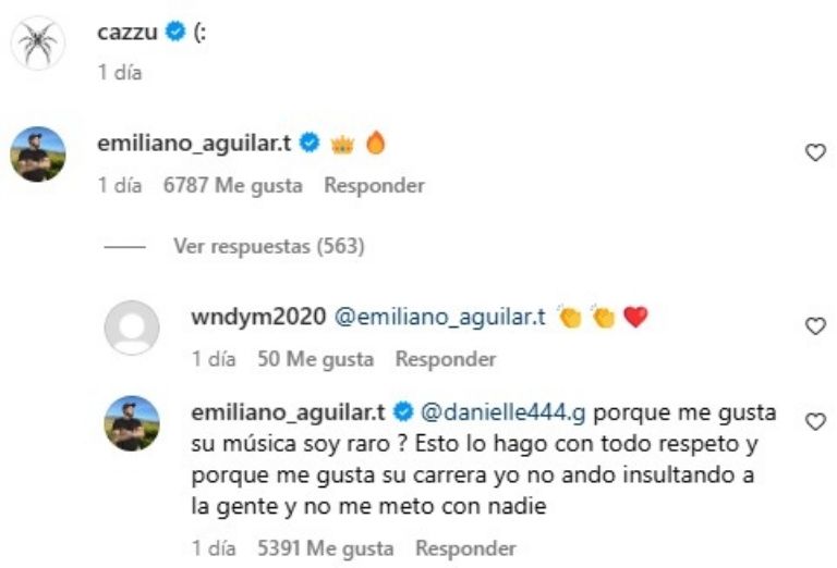 Emiliano Aguilar defiende sus mensajes a Cazzu, ex de Christian Nodal