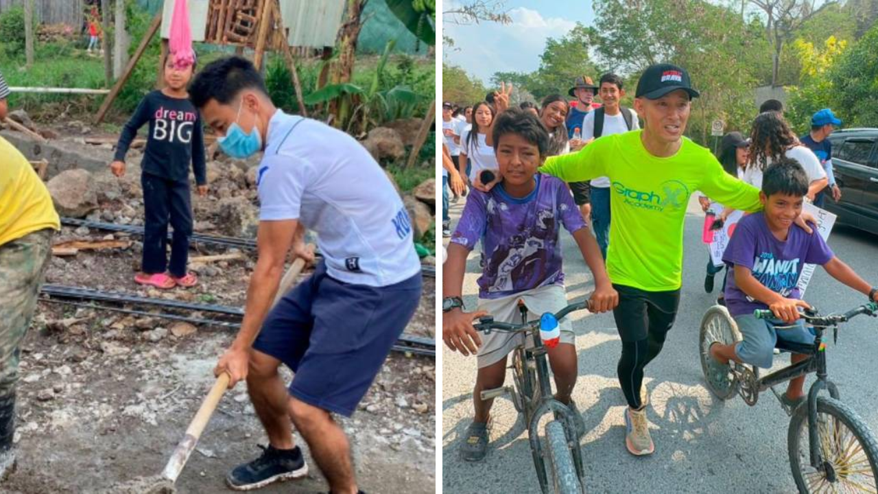 trabajando en obra y corriendo por los niños hondureños