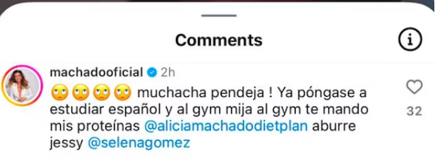 Comentarios de Alicia Machado en Instagram