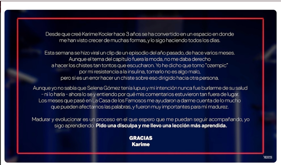Disculpa Karime