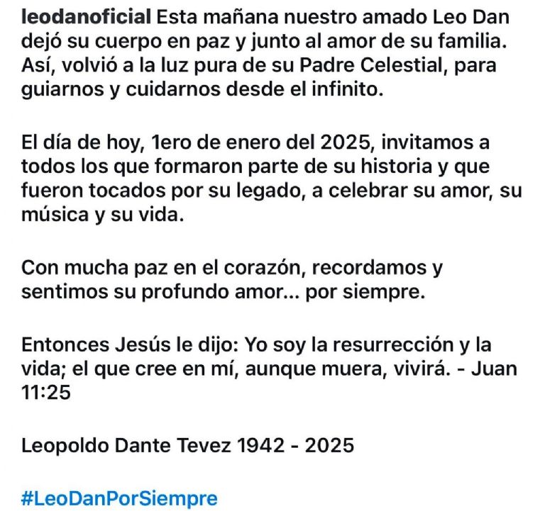 Leo Dan, al momento de su muerte, tenía 82 años