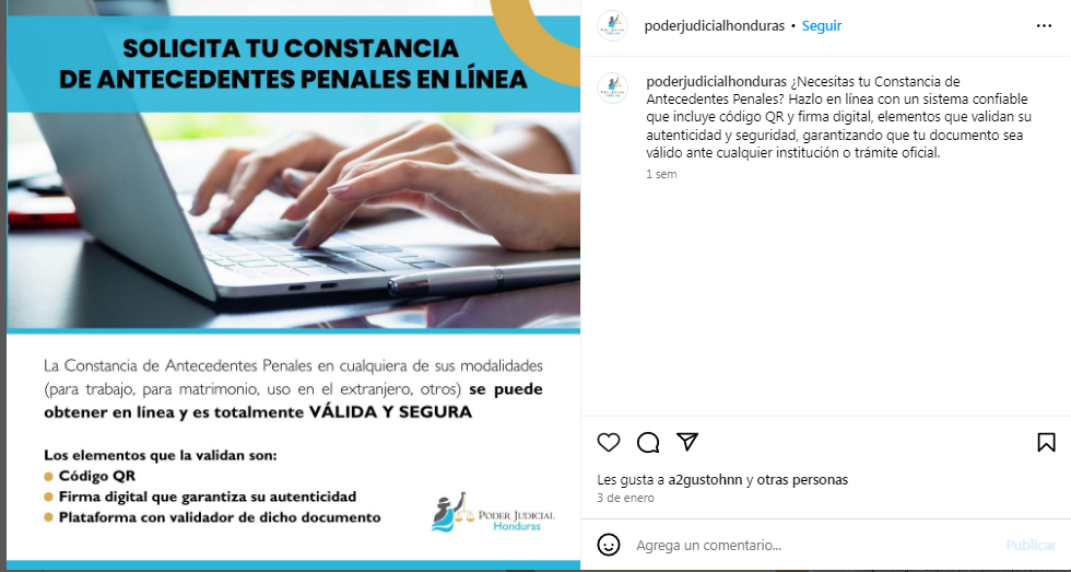 Constancia antecedentes penales en línea