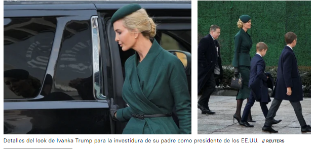 Ivanka Trump deslumbra con un elegante look verde en la investidura de su padre como presidente de EE.UU.