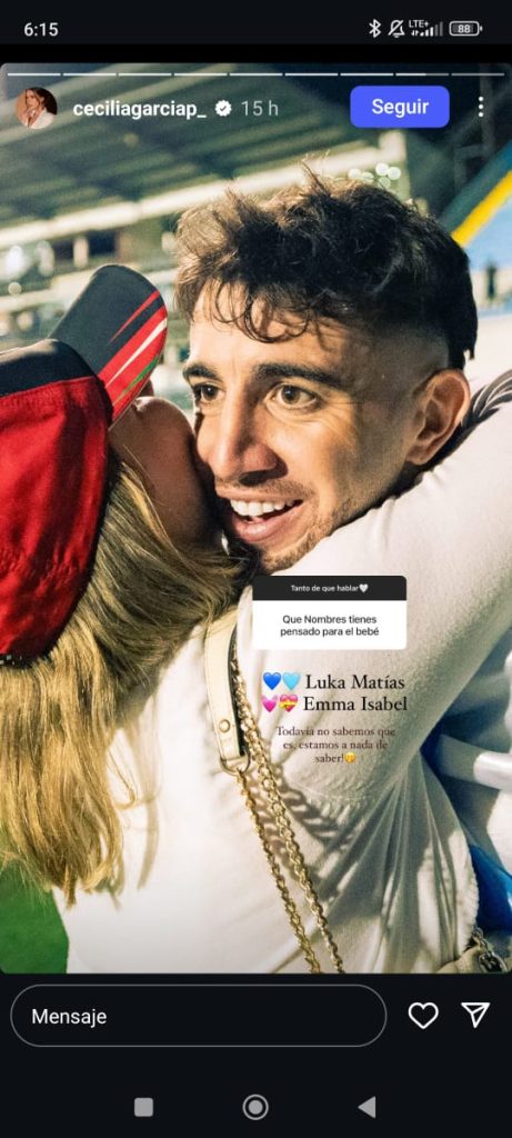 Agustín Auzmendi y Cecilia García revelan los nombres de su bebé: