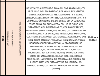 Lugares sin luz para este jueves en el litoral atlántico. Foto: ENEE