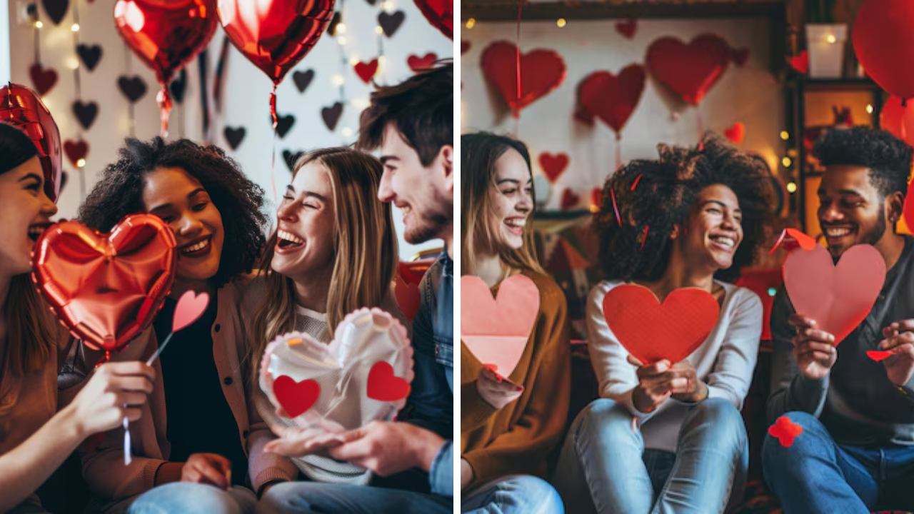 amigos celebrando el día de san Valentín 