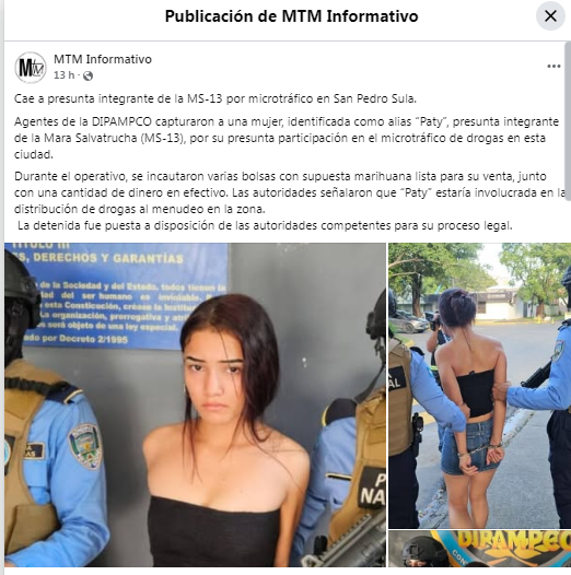 Hondureña detenida