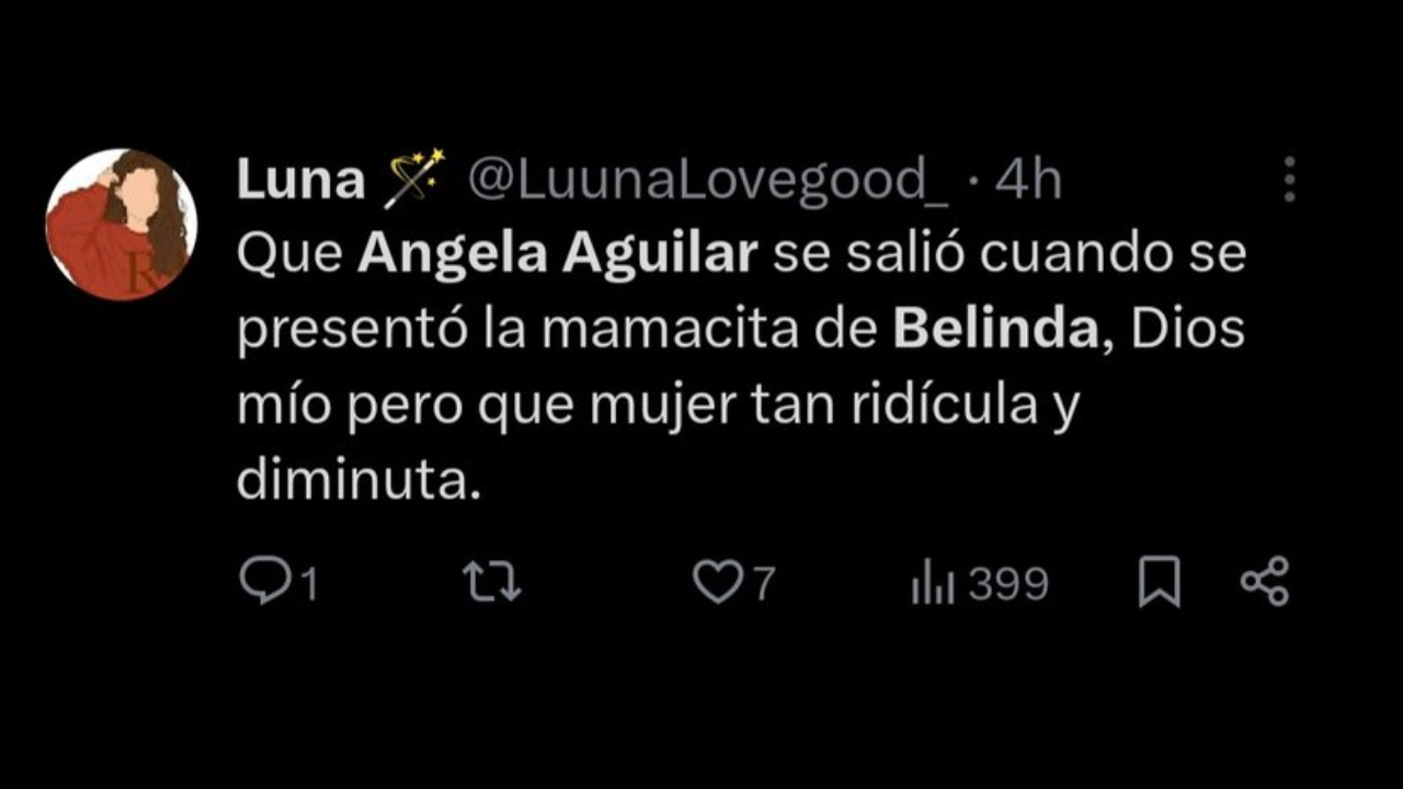 mensaje de Twitter sobre critica hacia Angela Aguilar 