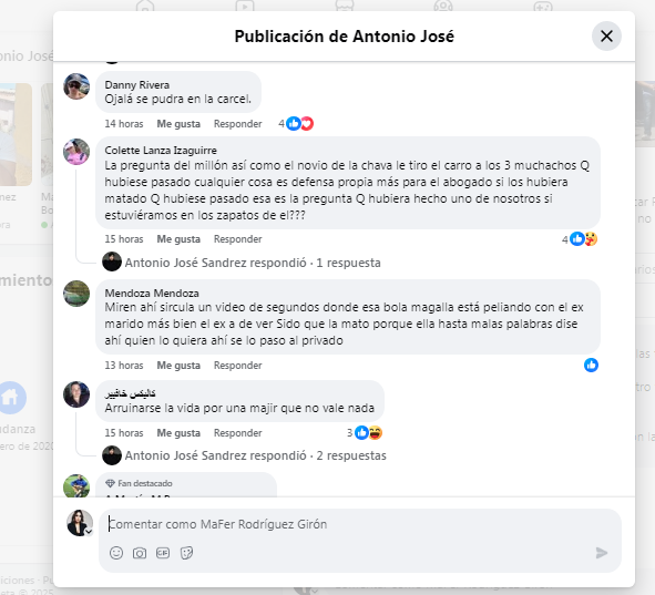 Polémica por mensaje de Sandrez a presunto asesino de María Fernanda Alemán
