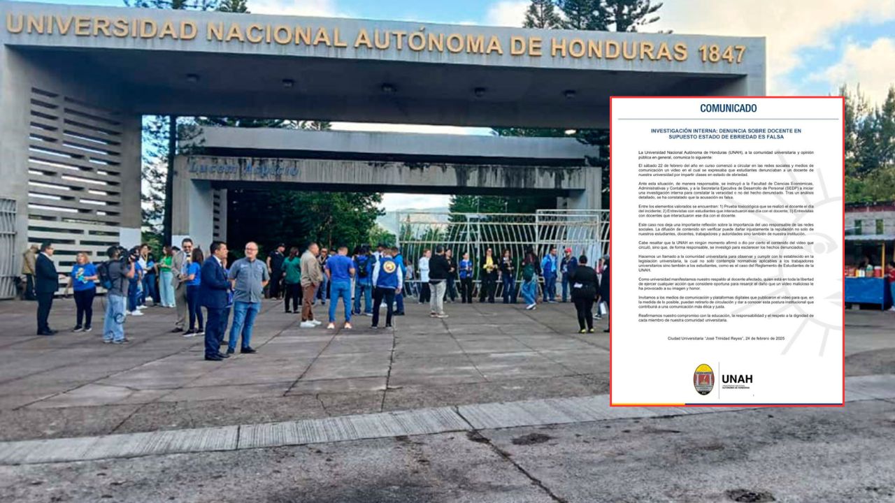 Imagen Principal de Nota: UNAH respalda a docente tras desmentir acusación por presunto estado de ebriedad