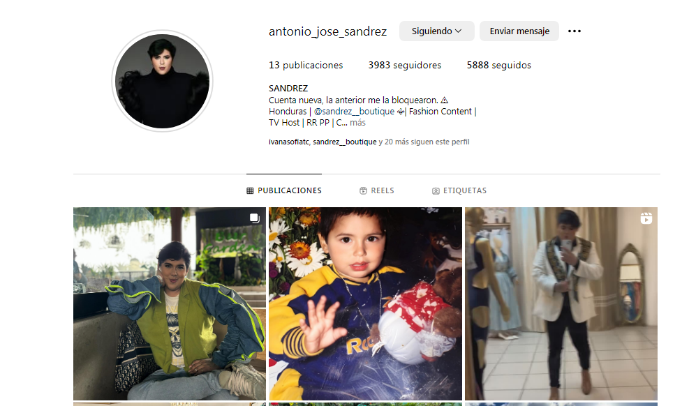 Antonio Sandrez regresa a Instagram tras el bloqueo de su cuenta anterior