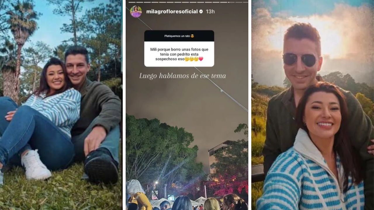 captura de la historia de milagro flores, junto a fotos con su pareja