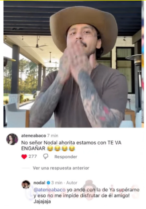 Nodal responde a Cazzu a través de mensaje
