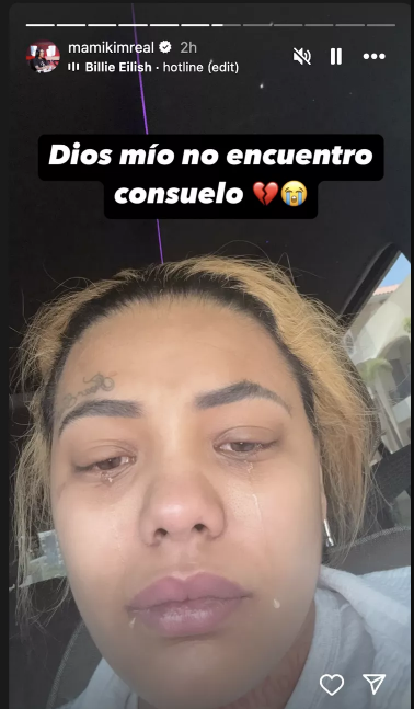Mami Kim llorando en una historia de Instagram