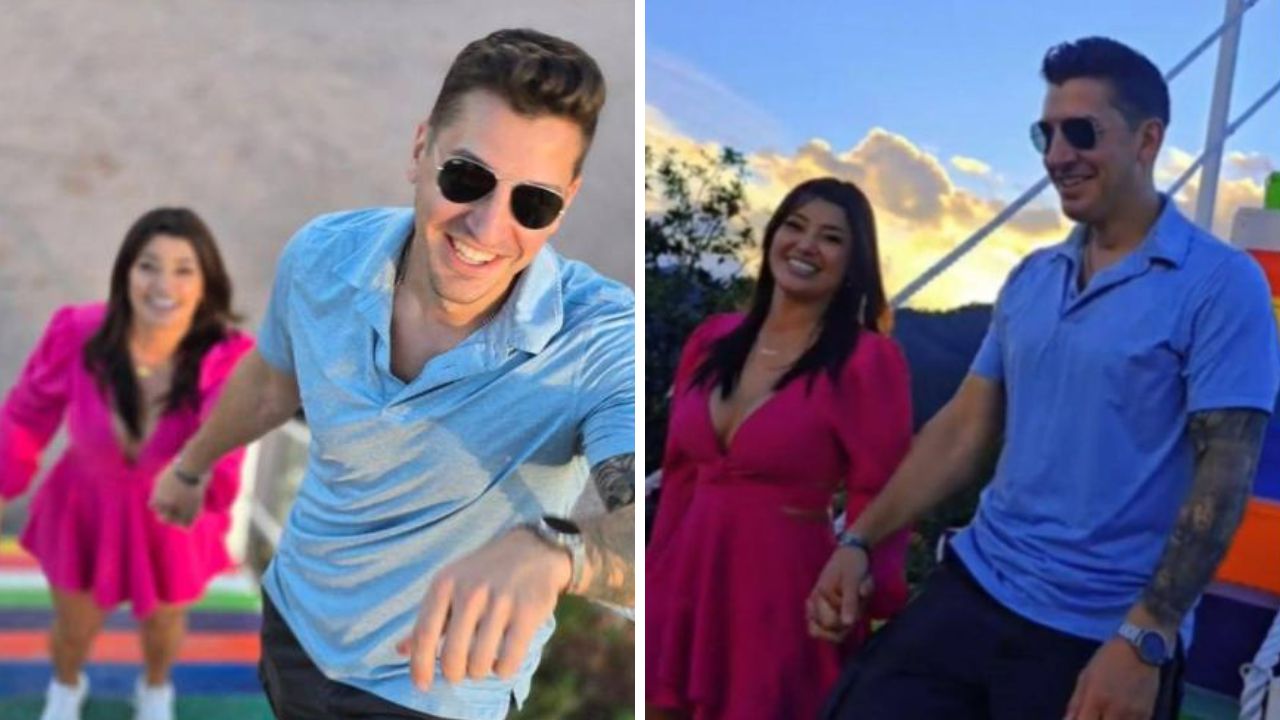 Milagro Flores y su pareja de paseo