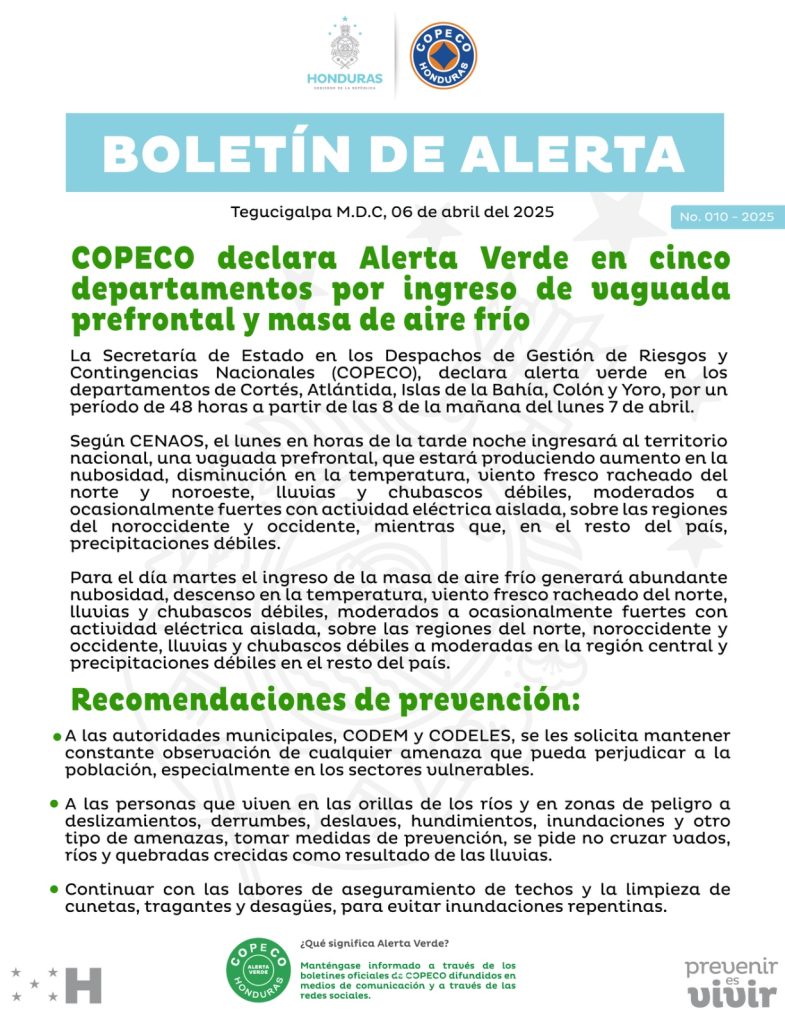 Boletín de Alerta Verde
