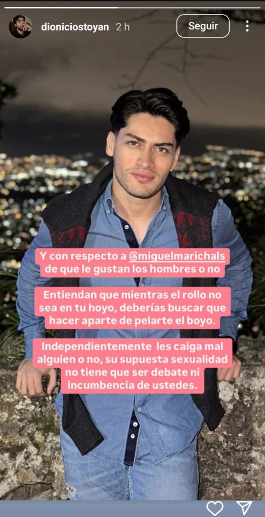 Declaraciones de Dionicio en Instagram