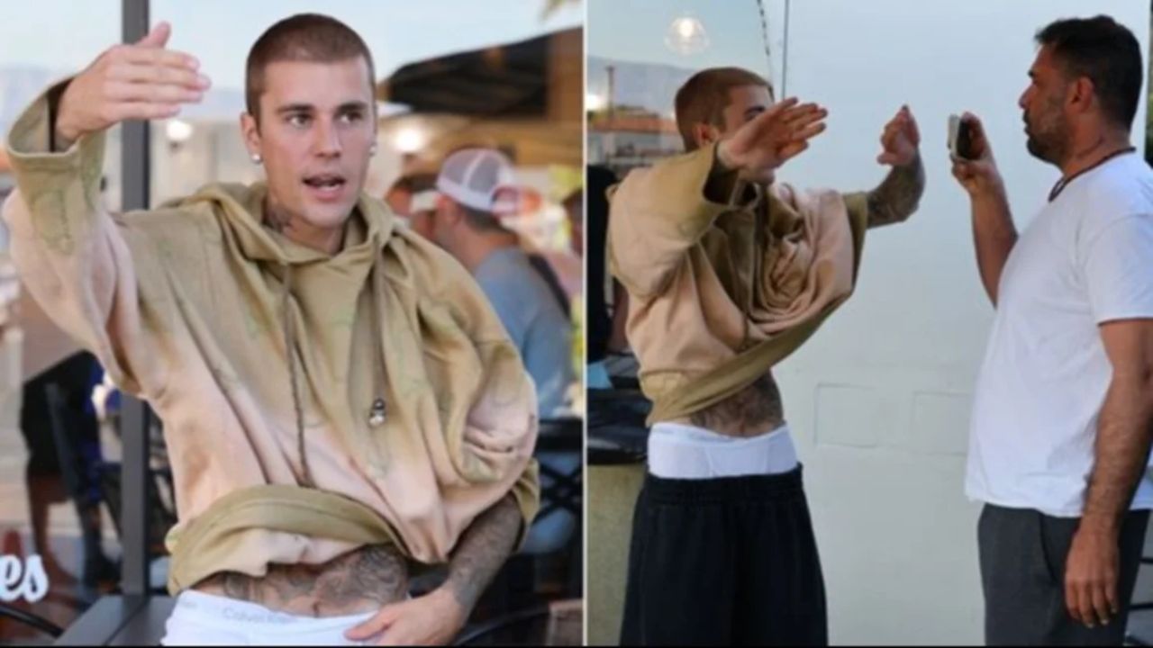 Justin Bieber enfrentando a paparazzi