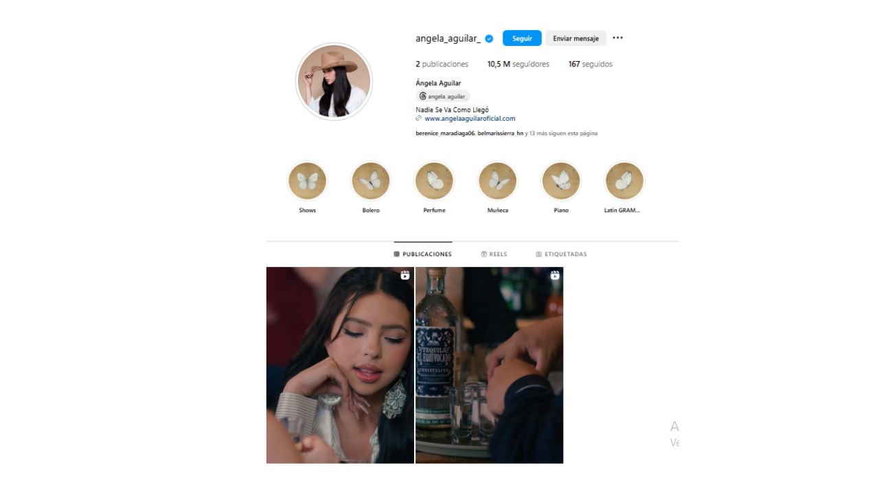captura del perfil de Instagram de Ángela Aguilar