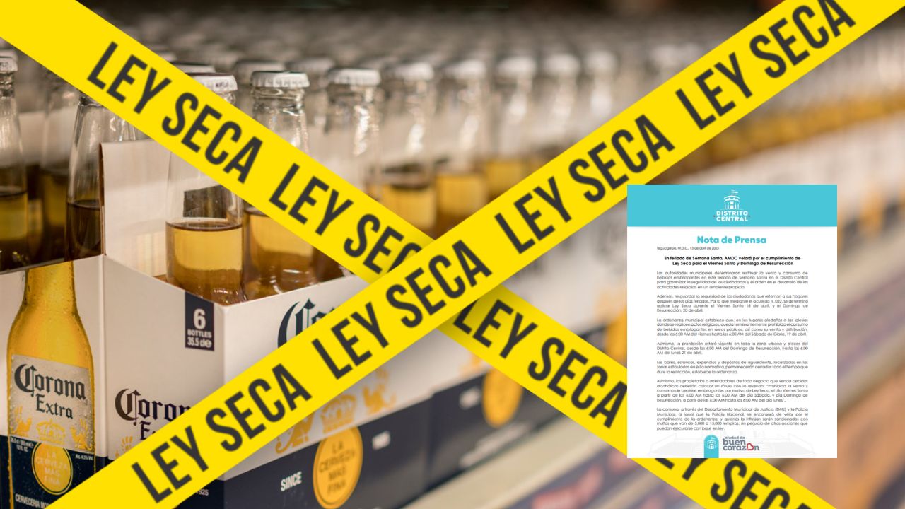 Imagen Principal de Nota: Ley seca en Semana Santa: viernes 18 y domingo 20 de abril en Tegucigalpa