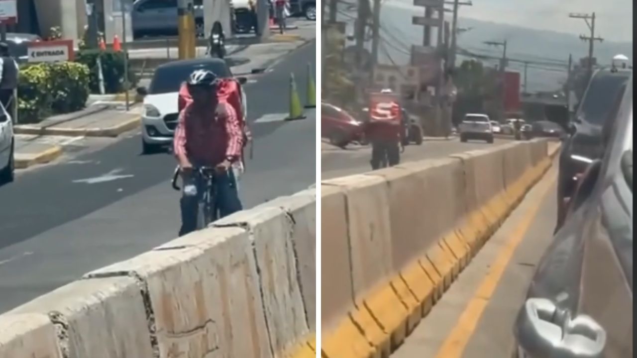 captura del video del hombre repartidor en su bicicleta