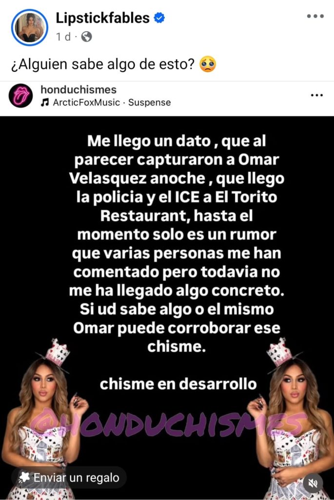 Captura de pantalla de publicación de Ana Alvarado