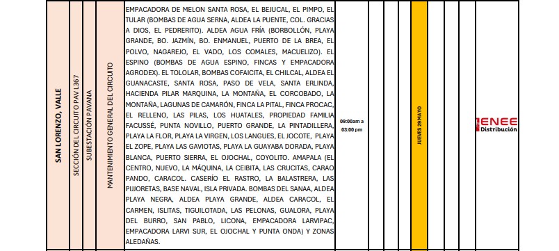 Sin luz estas zonas de Honduras