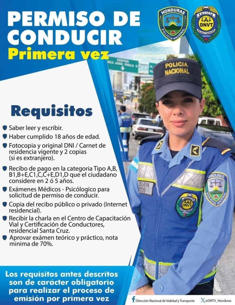 Sacar la licencia de conducir por primera vez en Honduras
