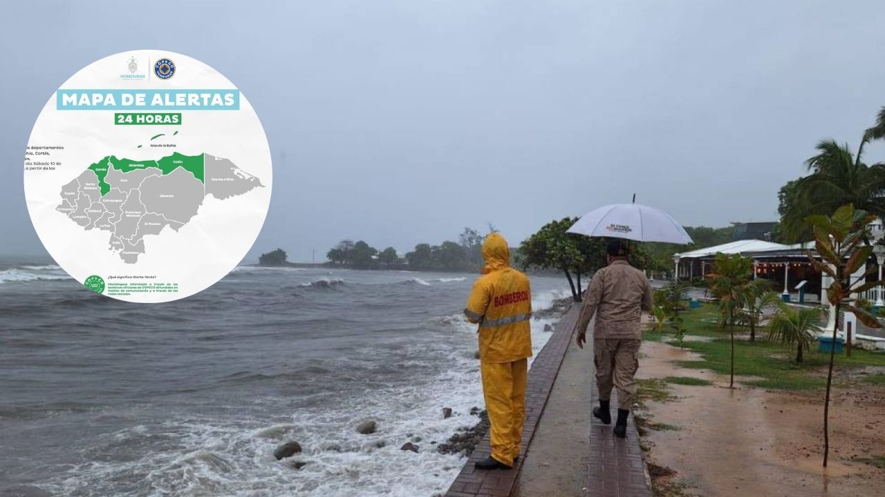 Imagen Principal de Nota: Alerta verde en cuatro departamentos de Honduras por lluvias intensas y alto oleaje, según Copeco