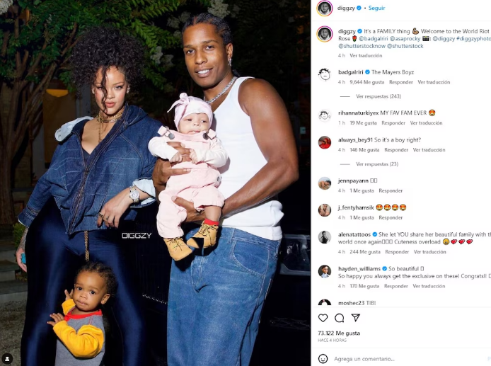 Rihanna con su pareja e hijos