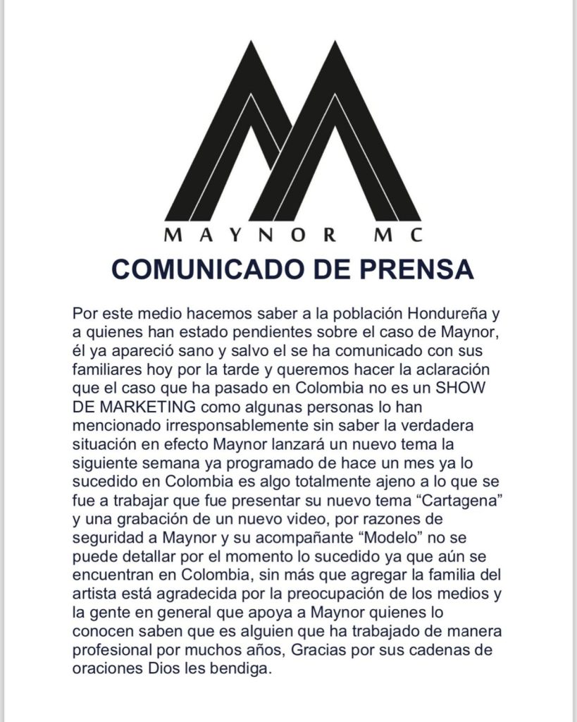 Comunicado Maynor MC