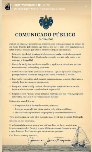 Javian Thompson comparte comunicado