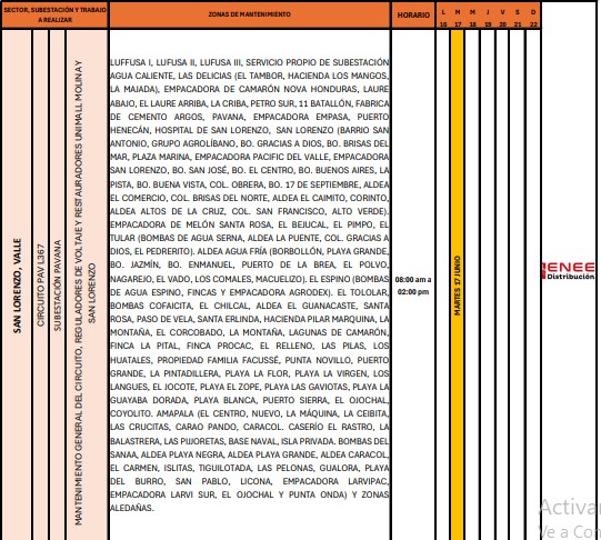 Sin luz estas zonas de Honduras