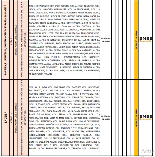 Sin luz estas zonas de Honduras