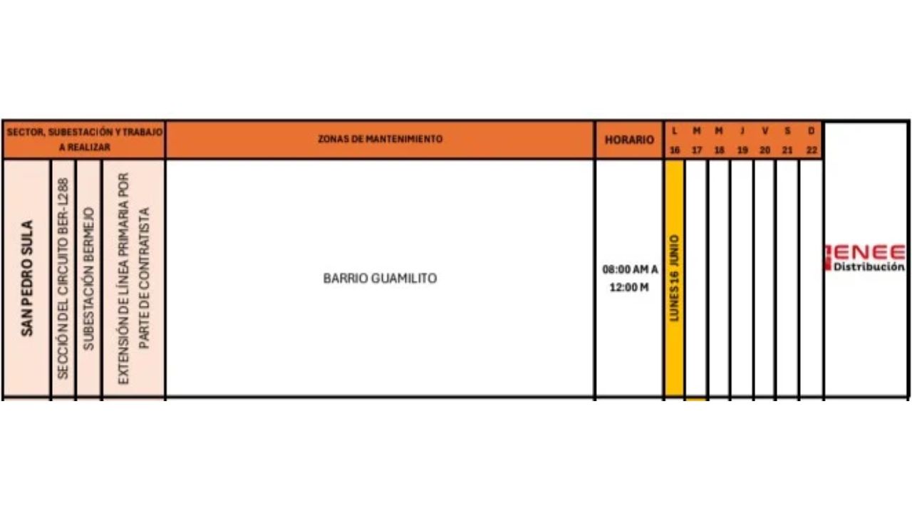Zona afectada sin energía este lunes