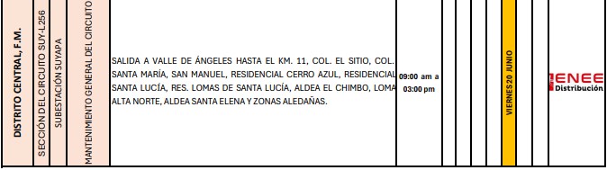Sin luz estas zonas de Honduras