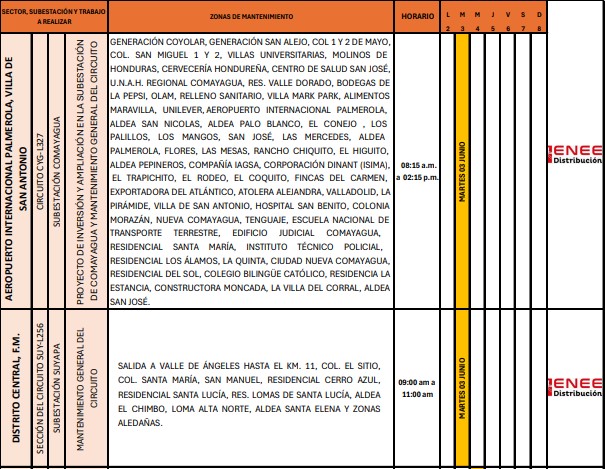 Sin luz estas zonas de Honduras