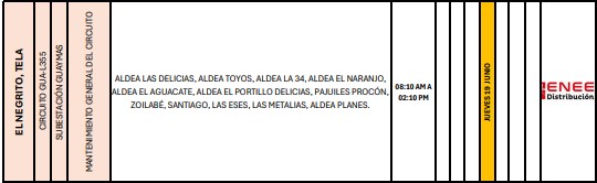 Sin luz estas zonas de Honduras