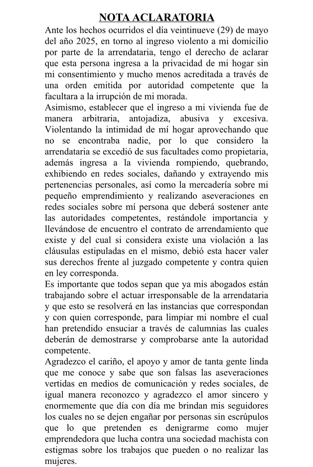 nota aclaratoria