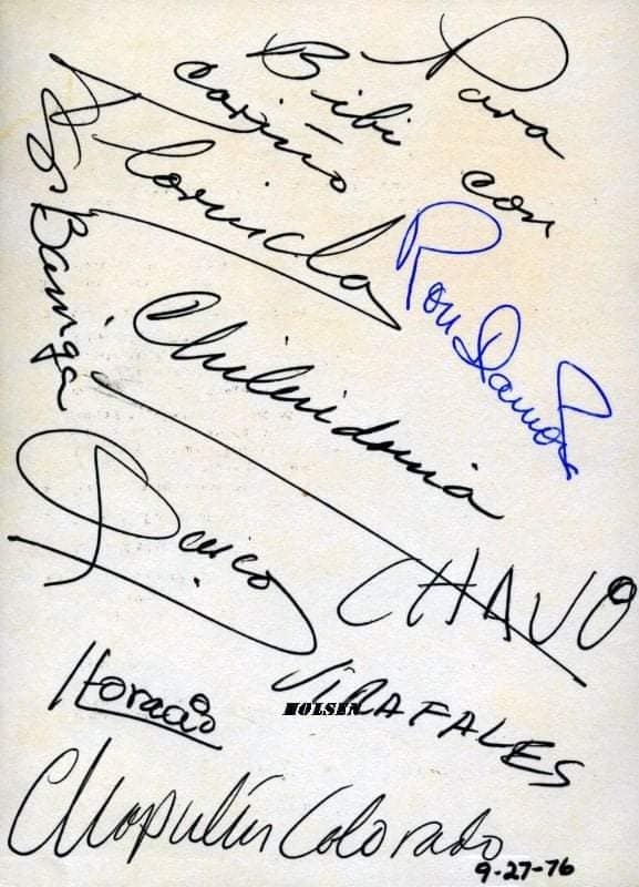 Tarjeta de autógrafos firmada por el elenco del Chavo de 8 en Honduras