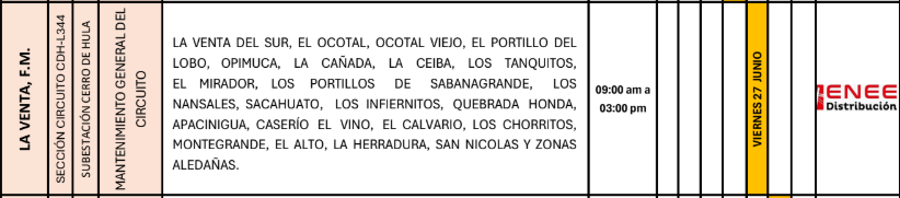 Sin luz estas zonas de Honduras