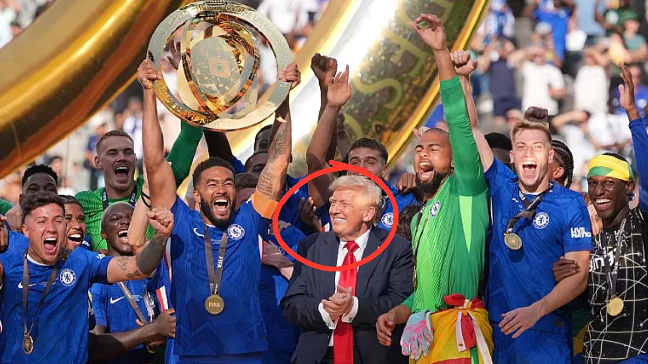 Imagen de Donald Trump se cuela en la celebración del Chelsea tras ganar el Mundial de Clubes