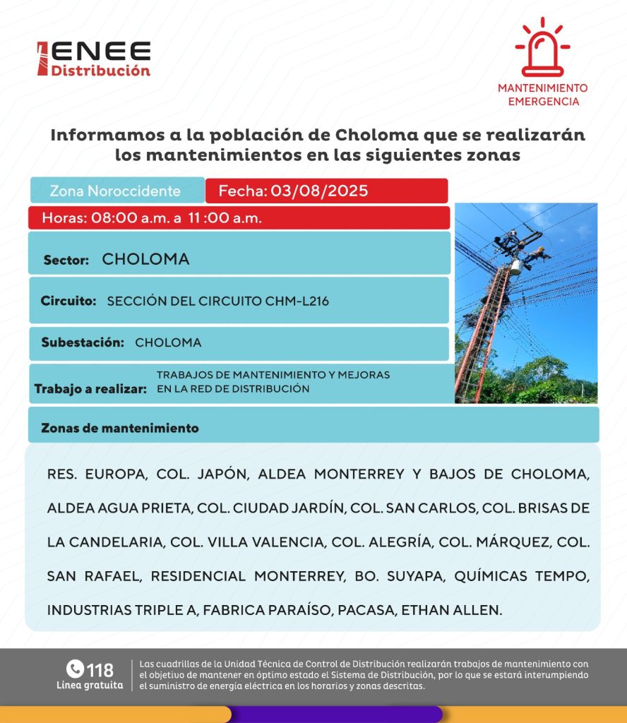 Sin luz estas zonas de Honduras